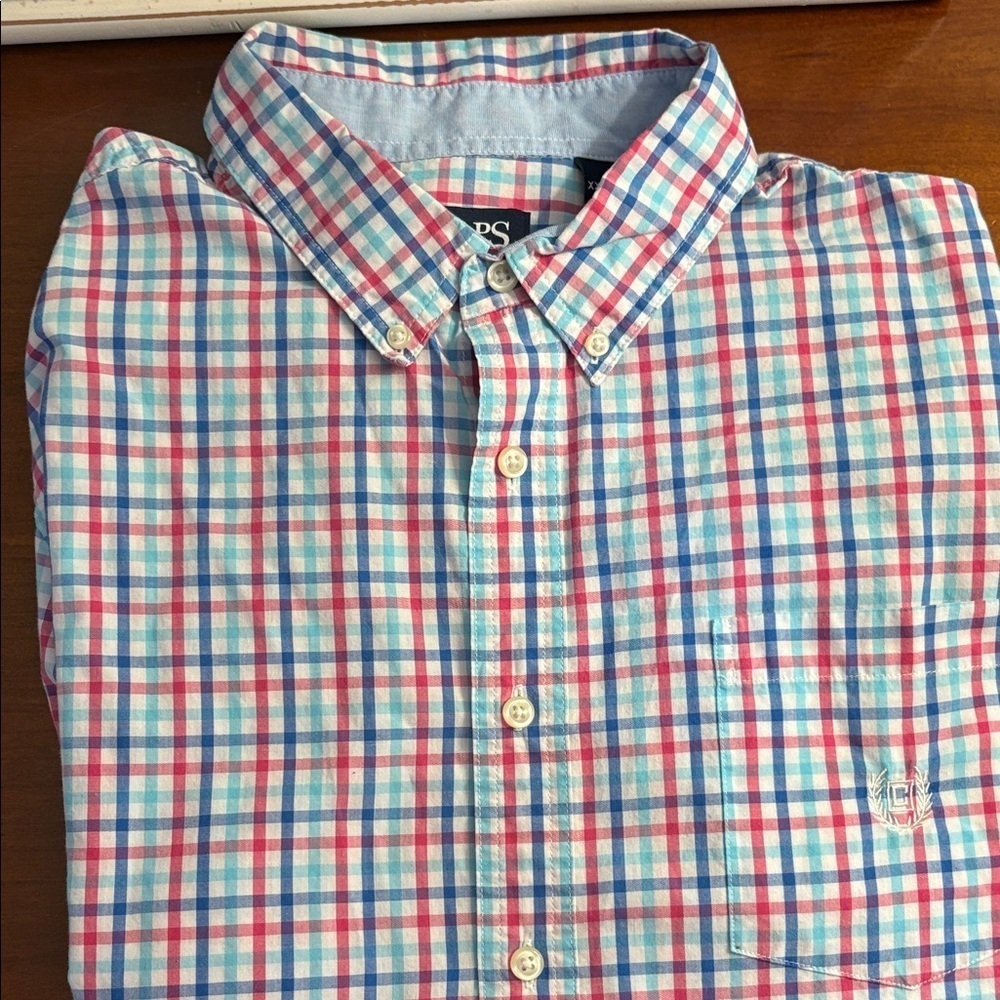 Chaps Red and Blue Plaid Button Down Shirt XXL long sleeve
